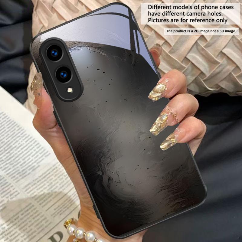 Color and texture fusion For For Samsung Galaxy S25+ S24+ S26 Ultra S25 Edge S24 FE S23 S22 S21 S20 Plus Black Glass Phone Case