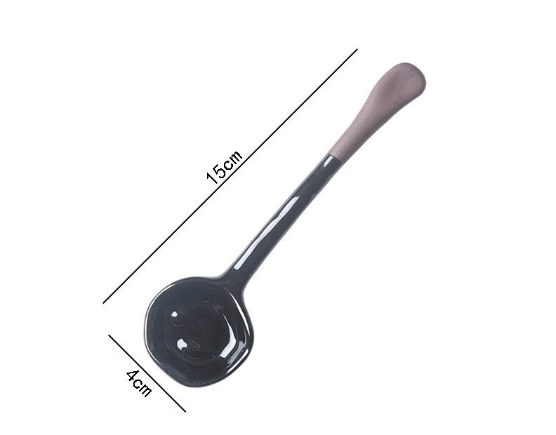 Long-handled Slanted Spoon Cute Exquisite Retro Rough Pottery Spoon for Afternoon Tea Coffee Stirring High-value Handmade Spoon