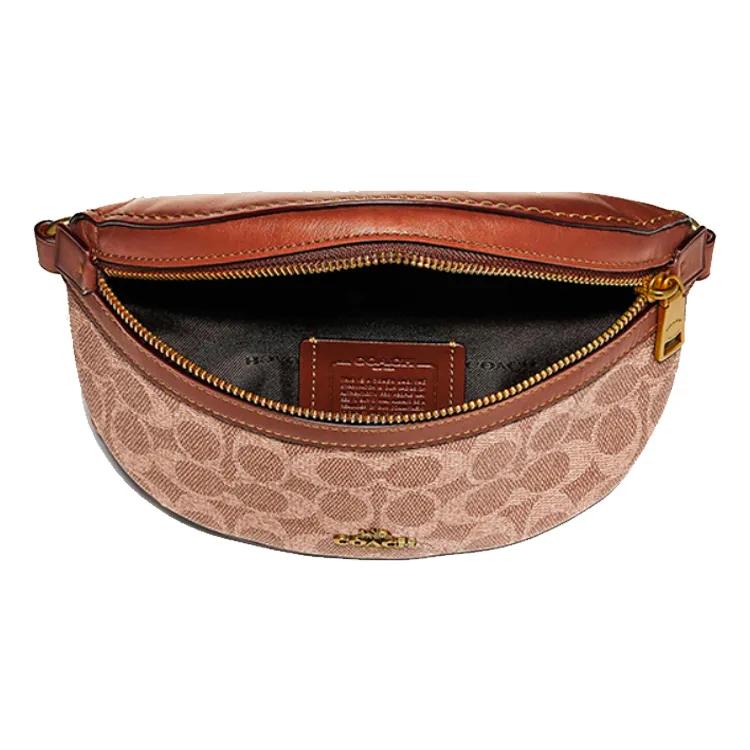 Coach Bethany Canvas Leather Shoulder Bag , Crossbody Bag , Sling Bag , Fanny Pack Women's Red Brown (Unisex) Fanny Packs 39937 B4NQ4
