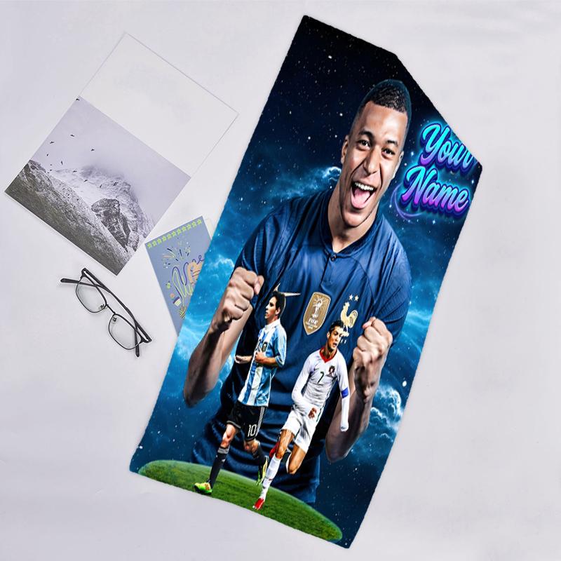 1pc M-Mbappe Beach Towel with Custom Name, Beach and Seaside Swimming Pool Equipment, Fashion Pattern, Rectangular, Travel Essential
