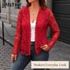 JPNTKY Women's Vintage Casual Solid Color Print Autumn Winter Long Sleeve Jackets & Coats