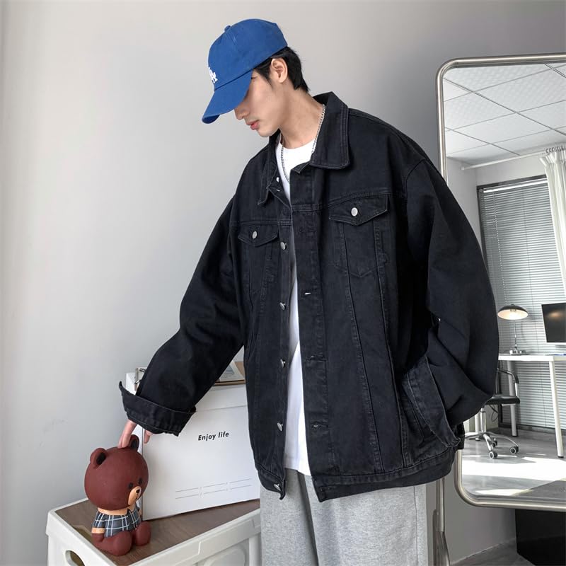 East Rain Black Denim Plus FUN215 Men's Jacket, Spring, Autumn, Winter, Sizes,