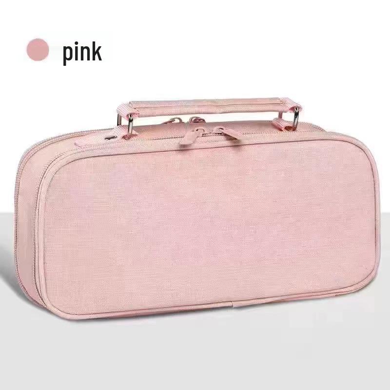 Large Capacity Double Zipper Canvas Pencil Case - Simple, Portable, Double Layer for Junior High Students