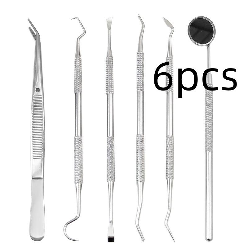 

5/6 шт. Стоматологические инструменты из нержавеющей стали Зеркало для полости рта Пинцет Скейлер Зонд Удаление зубного камня Профессиональная чистка зубов Набор для ухода за полостью рта