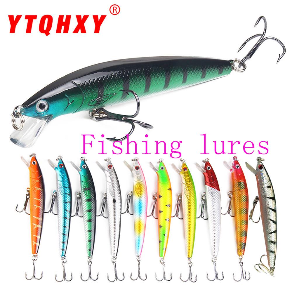 10PCS Fishing Bass Fish Floating Minnow Crankbaits lure hook baits 10cm//8.4g