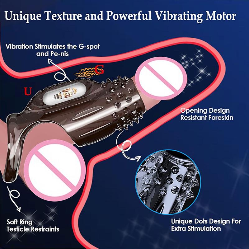 Penishüllen-Verlängerungen, Kondom, Penisvergrößerung, Verzögerungsvibratoren, Klitoris-Massagegerät, Penisring, vibrierende Penishülle, Sexspielzeug für Männer