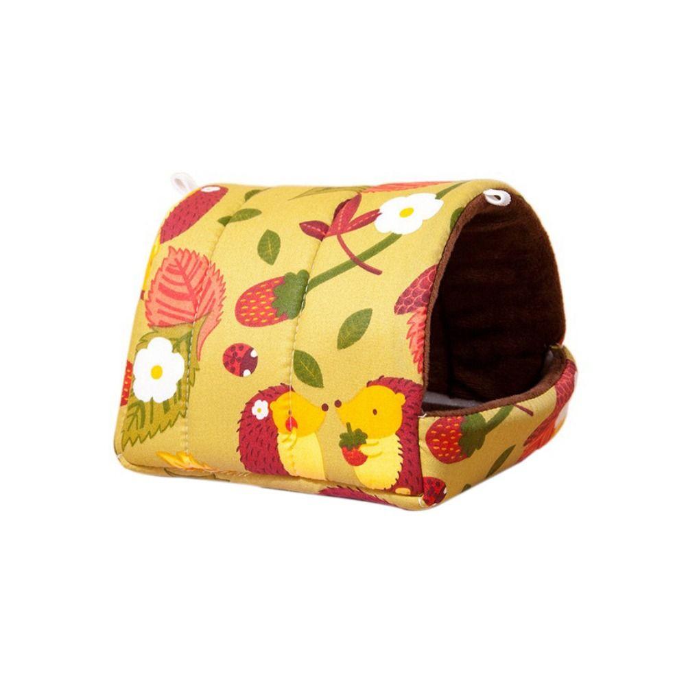 

Мультяшный принт Кровать для спящего хомяка Мягкий зимний домик для хомяка Хлопковое гнездо для хомяка Весна L-hedgehog