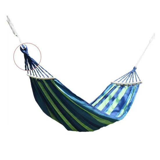 Outdoor Striped Hammock with Rope Bag, Portable Canvas Single Person Hammock, Tree Hanging Hammock for Camping Garden Patio Backyard Porch