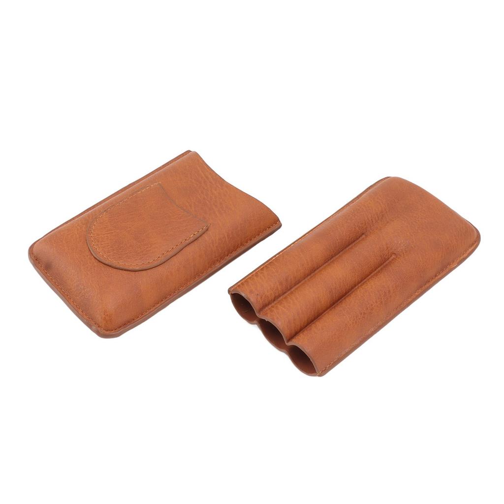 3 Fingers Cigar Case Artificial Leather Waterproof Portable Travel Cigar Box for Outdoor Business