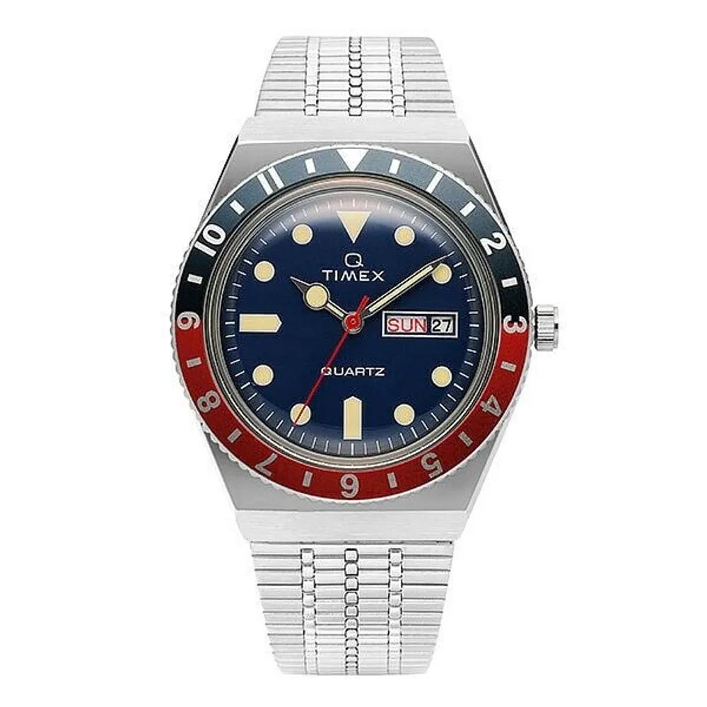 [TIMEX] TIMEX Watch TW2T80700 Q TIMEX Pepsi Reissue Retro Men s Metal Silver_WFNVEA6