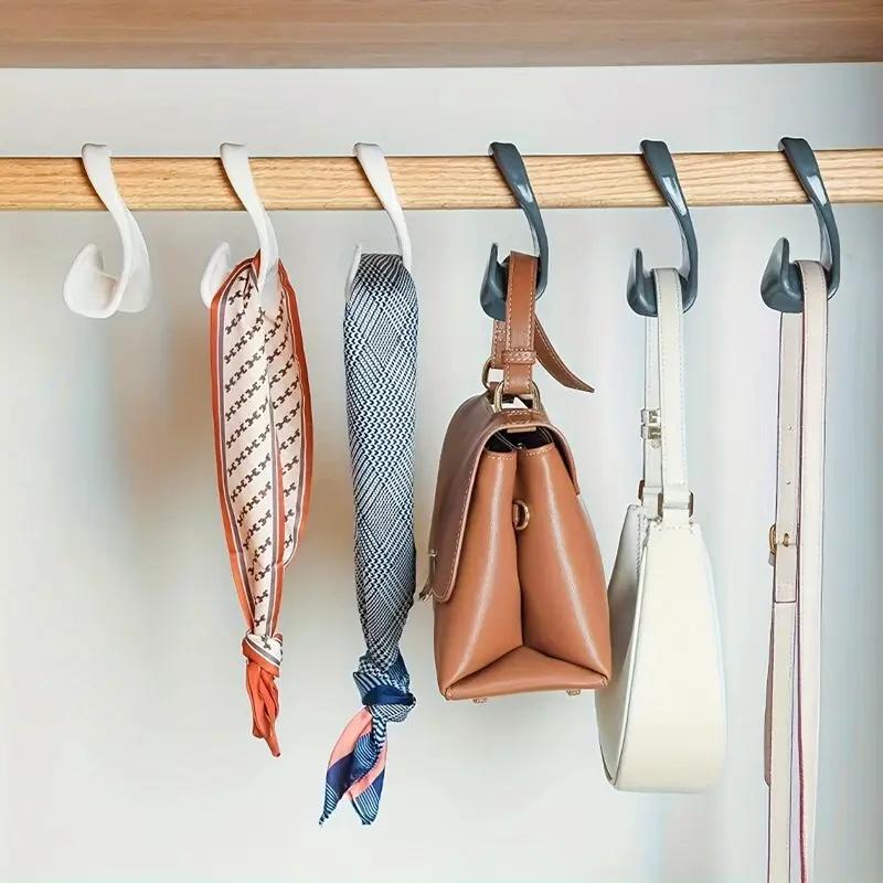 5pcs White Plastic Wardrobe Hooks - Durable Handbag Hangers with Smooth Finish, Ideal for Organizing Accessories & Bags