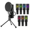 Wireless Condenser Gaming Microphone with RGB Lighting, Noise Cancellation, Unidirectional, Built-in 2.4G Type-C, Plug & Play, for PC Gameplay, Live