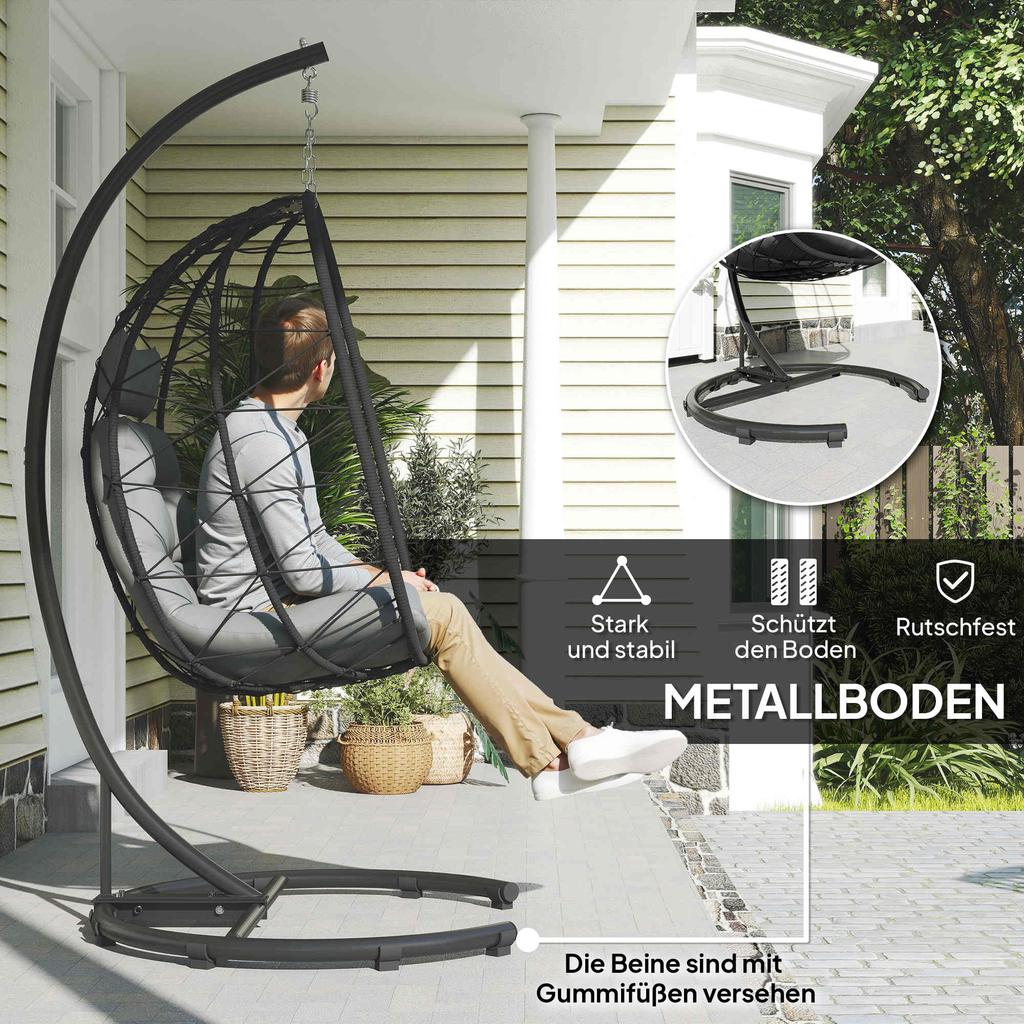 Hanging Chair Outdoor Hanging Chair Egg Chair, weather-resistant, incl. cushion, 102 cm x 102 cm x 195 cm, Dark Grey