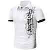 Elegant Men's Fashion Lapel Short Sleeve Blouse Casual Letters Print T-shirt