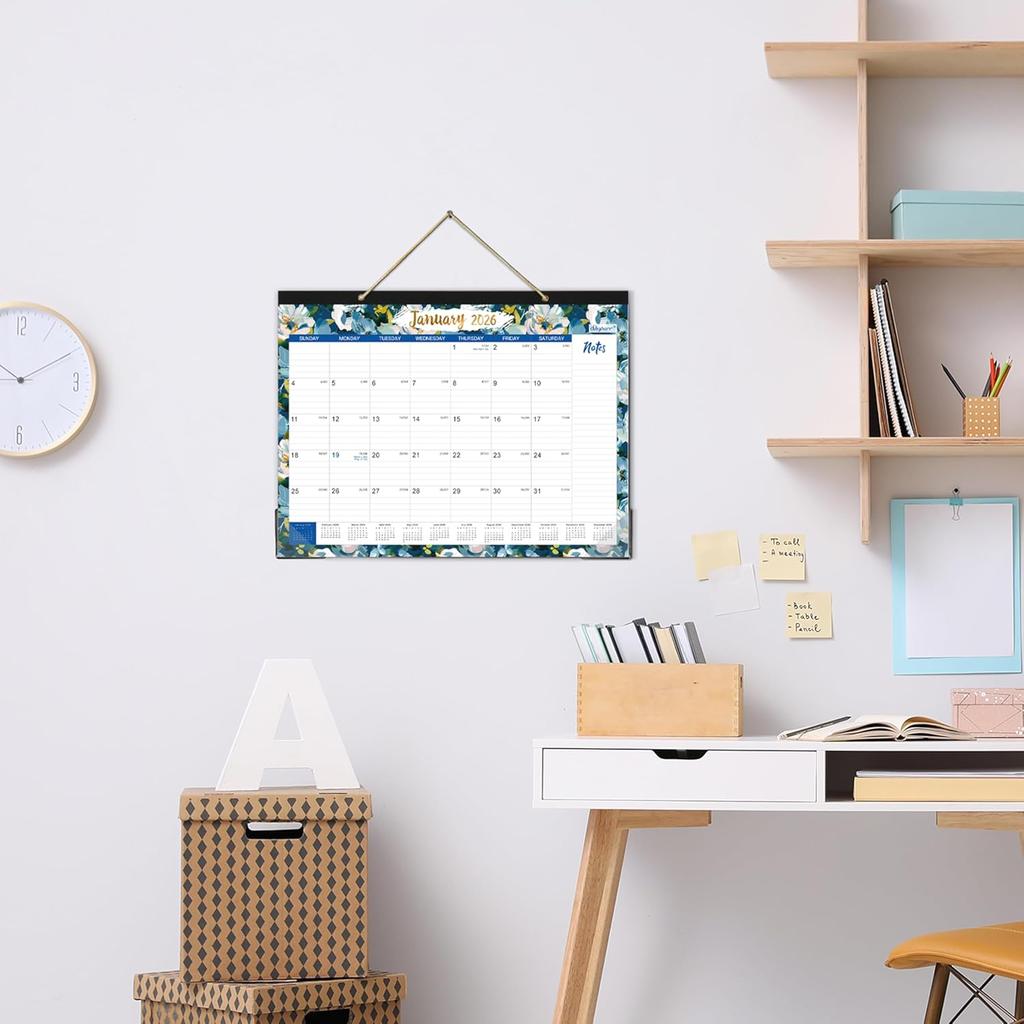 2026 Desk Calendar - JAN 2026 - DEC 2026, 2026 Calendar, Large Desk Calendar with Corner Protectors, 18-Month Calendar with Reference Calendars, for