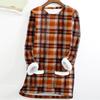 Women's Fashion Plaid Print Round Neck Long Sleeve Plush Winter Warm Pullover Top