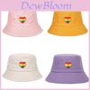 Rainbow Heart Embroidered Fisherman Hat With Sun Protection For Outdoor Casual Women