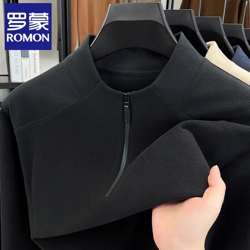 Luomeng Men s Double-Sided German Velvet Thermal Round Neck T-Shirt M