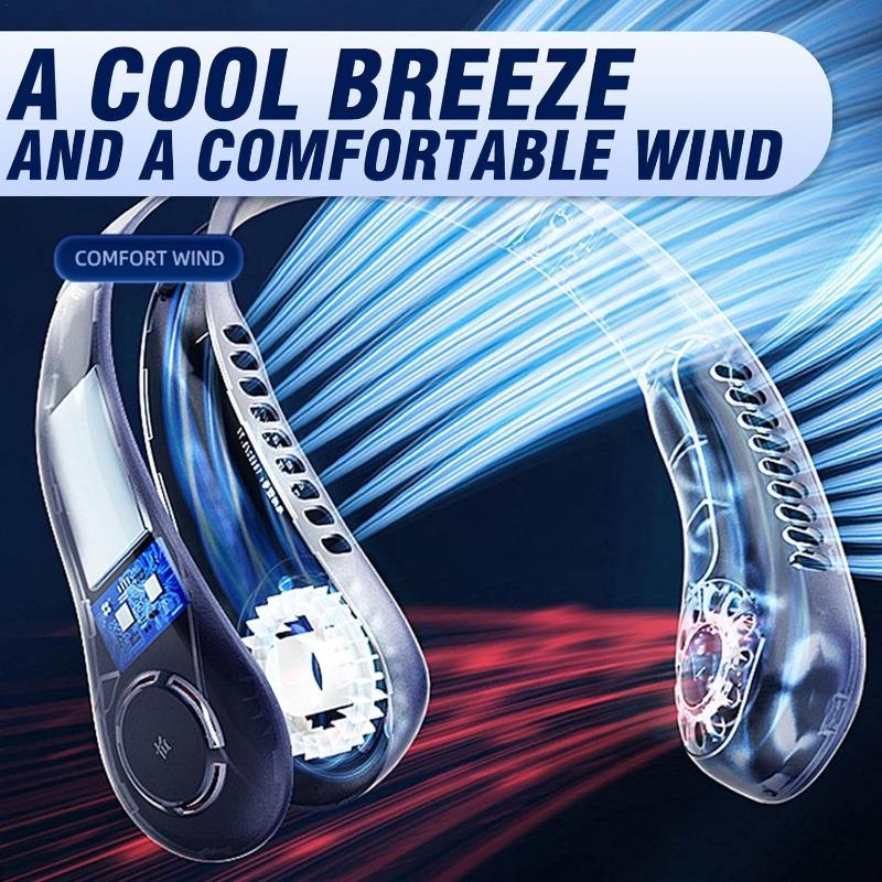Ventilator de vară fără lame pentru gât, cu 3 viteze reglabile și 42 de orificii de aerisire pentru sport, călătorii și utilizare în aer liber.