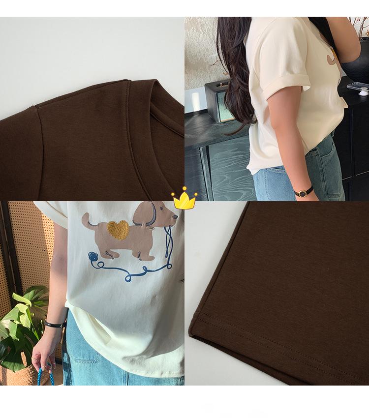 Shuangtian 2026 Spring Plus Size Women's Cartoon Print T-Shirt, Round Neck, Short Sleeve (W-270)