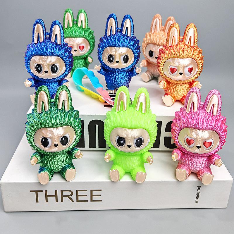 1 Piece Cute Surrounding Characters Gifts 3D Printing Trendy Play Labubu Ornament Cartoon Doll Desktop Decoration