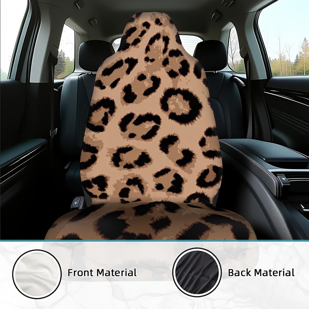 2 Stück, Trendige Leopard Braun Print Autositzbezüge, Langlebig Und Bequem, Kompatibel Mit Den Meisten Limousinen Und SUVs Vordersitzen, Perfekt