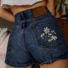 Damen, Jeansshorts, Stickerei, Vielseitig, Jeans, Freizeit, Damenbekleidung