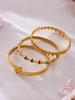 Modern Chinese Style Stone Pendant Gold-Plated Stainless Steel Geometric Bracelet