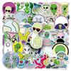 50 Alien Doodle Cartoon UFO Stickers - Waterproof DIY Journal, Skateboard, and Luggage Stickers