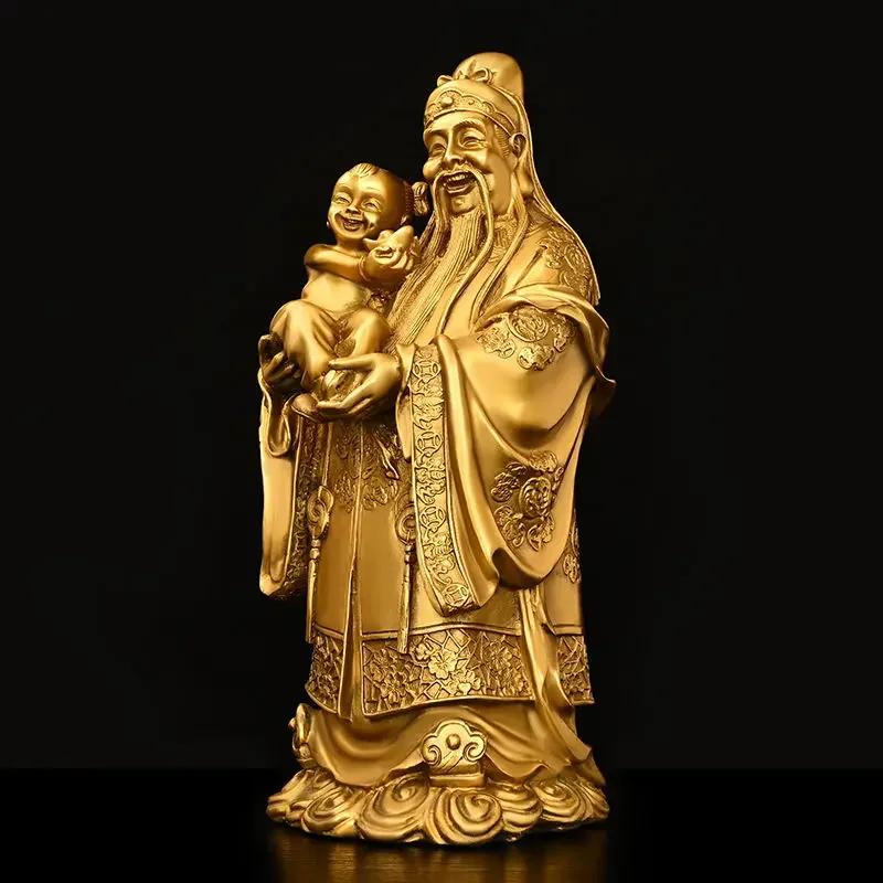 High Quality Copper Brass God of Fortune and Longevity Wealth Statue Longevity Star Nafu Home Living Decor