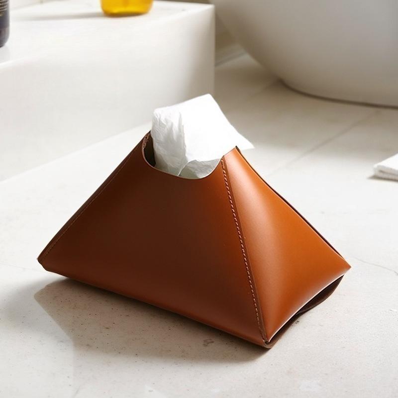 1pcs Nordic Minimalist Tissue Box Multi-Purpose Office Home Car Leather Tissue Holder Desktop & Vehicle Use Tissue Storage Box