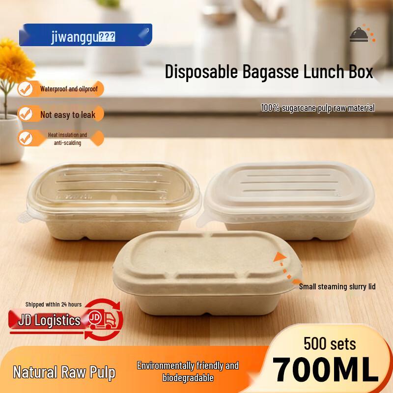 Disposable Sugarcane Pulp Food Containers with Lids
