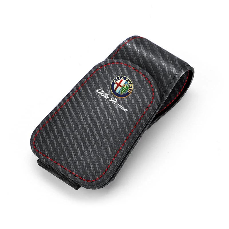 

For Alfa Romeo 2026 Hot Sticker Leather Car Glasses Clip Sunglasses Box Sun Visor Eyeglasses Card Ticket Holder For Alfa Romeo 4