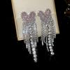 Silver Needle Pink Butterfly Zircon Cutout Stud Earrings - High-End Luxury Fashion Jewelry