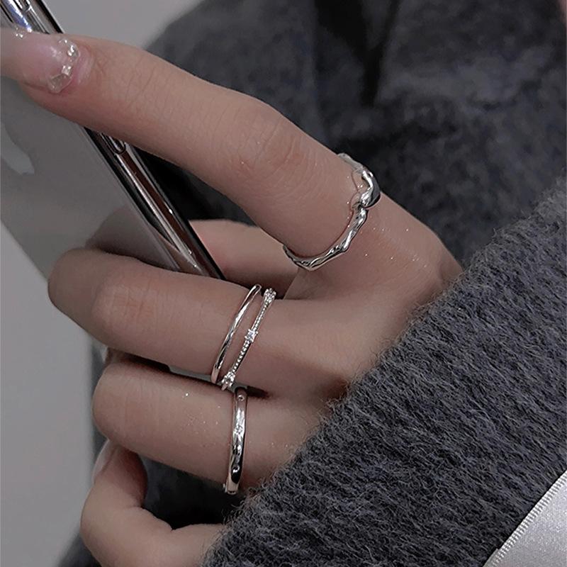 Cold wind zircon love open ring fashion personality versatile index finger ring daily commute high sense jewelry women