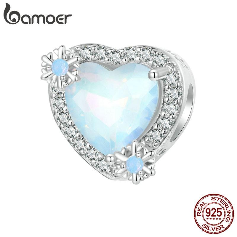 

BAMOER из стерлингового серебра 925 пробы, подвеска в виде снежинки, очаровательные ледяные радужные бусины для женщин, браслет и браслет, сделай сам, подарок на день рождения, ювелирные изделия C