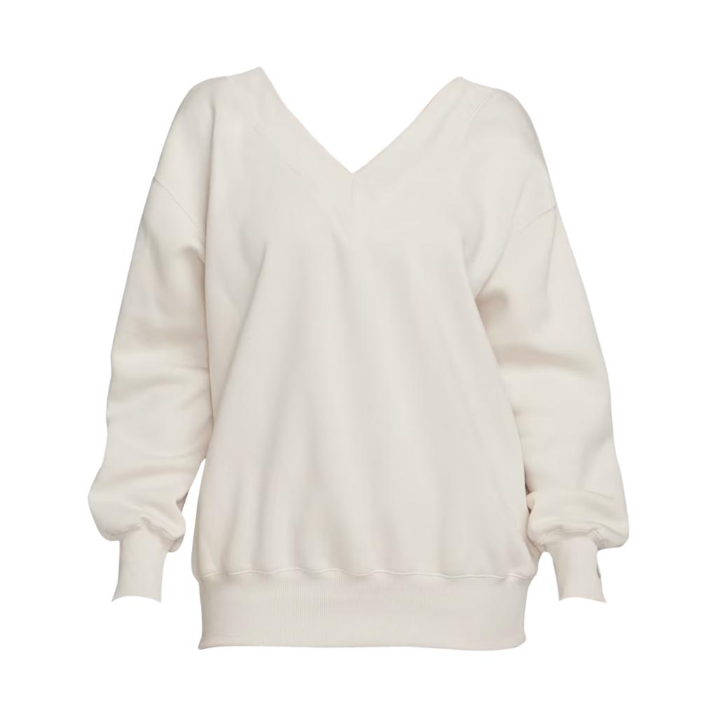 Nike Sweat-shirt à manches longues pour femme, coupe ample, color block, fausse superposition, blanc FB8318-104