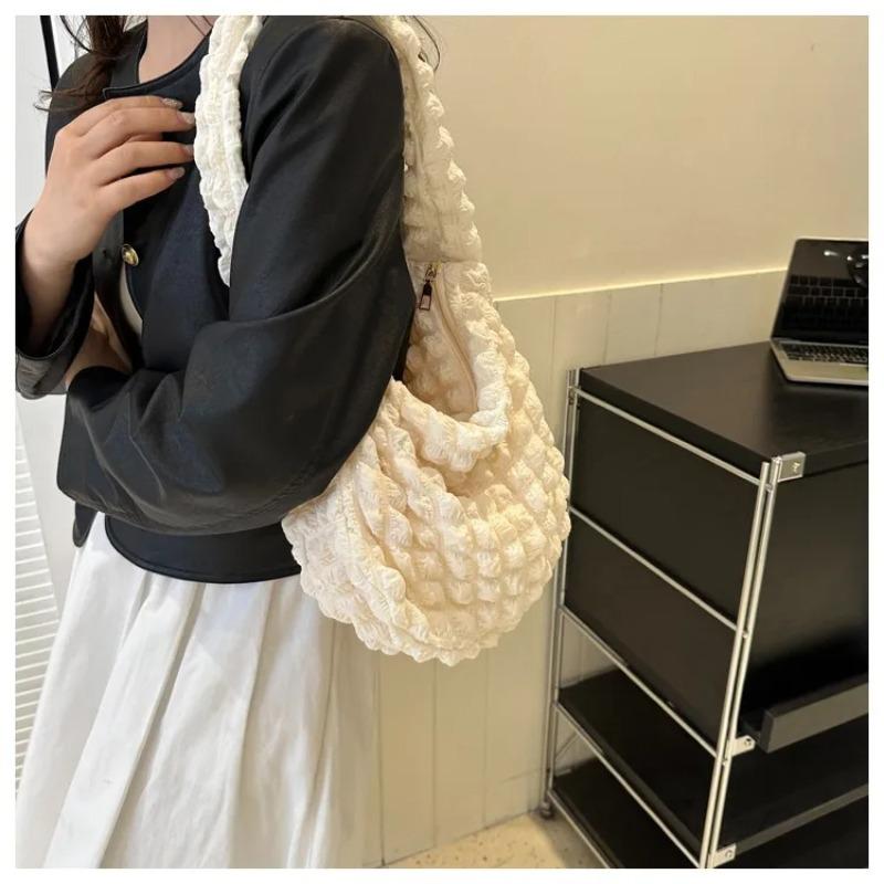 Summer New Women's Tote Bag | Bubble Quilted & Crinkled Large Handbag | Fashionable Big Capacity Casual Crossbody Shoulder Bag