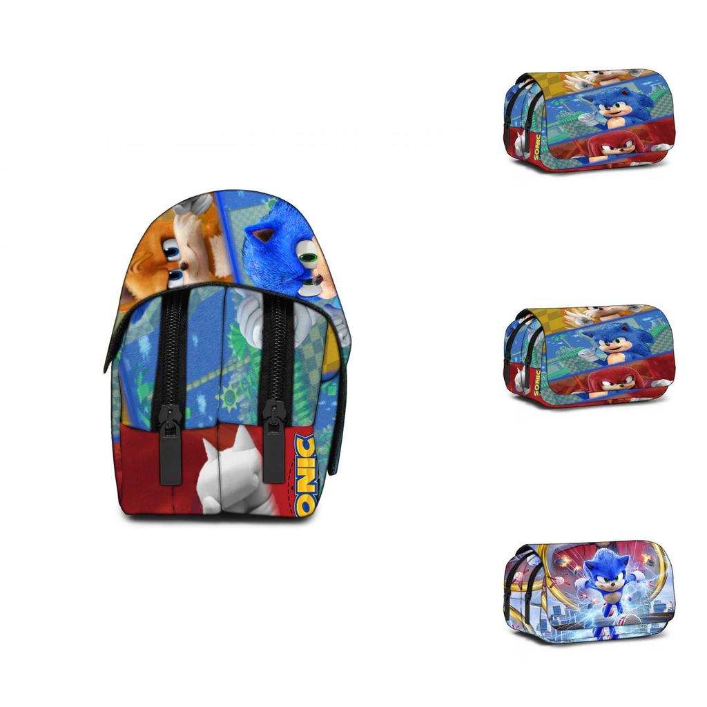 Sonic The Hedgehog Dubbellagers Pennskrin Med Polyestermaterial För Skolbarn