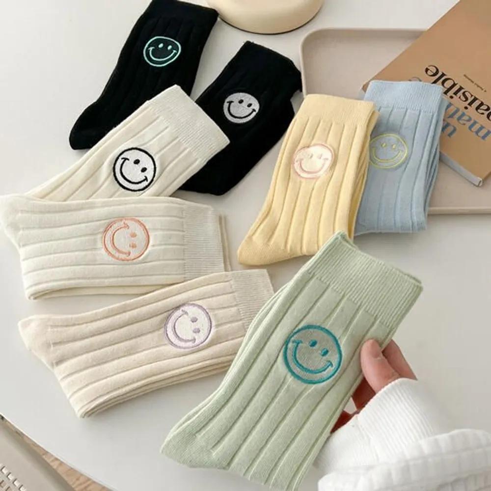 Hollige Lena Big Ribbed Smile Point Long Fashion Socks 5 Colors FREE