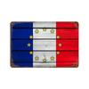 Targa in metallo con emblema in legno vintage, targa in metallo, Francia, Spagna, Svizzera, USA, piatti decorativi per la decorazione della parete del bar della caverna dell'uomo