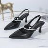 Fashion 2025 Fashion Slip-on Women's High Heels New String Bead Office and Career Ladies Shoes Sexy Best Seller Solid Closed Toe Sandals