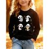 European Sizes Kids' Cartoon Print T-Shirt, Stylish Long-Sleeve Top for Kids, Featuring a Cartoon Panda Design, Suitable for Everyday Casual Wear