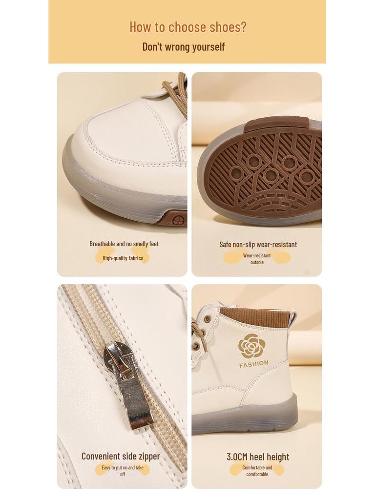 Botas de Cano Alto Femininas Plus Size em Couro Genuíno, Sola Macia, Estilo Martin Casual para Outono/Inverno 2025, Tamanho 41