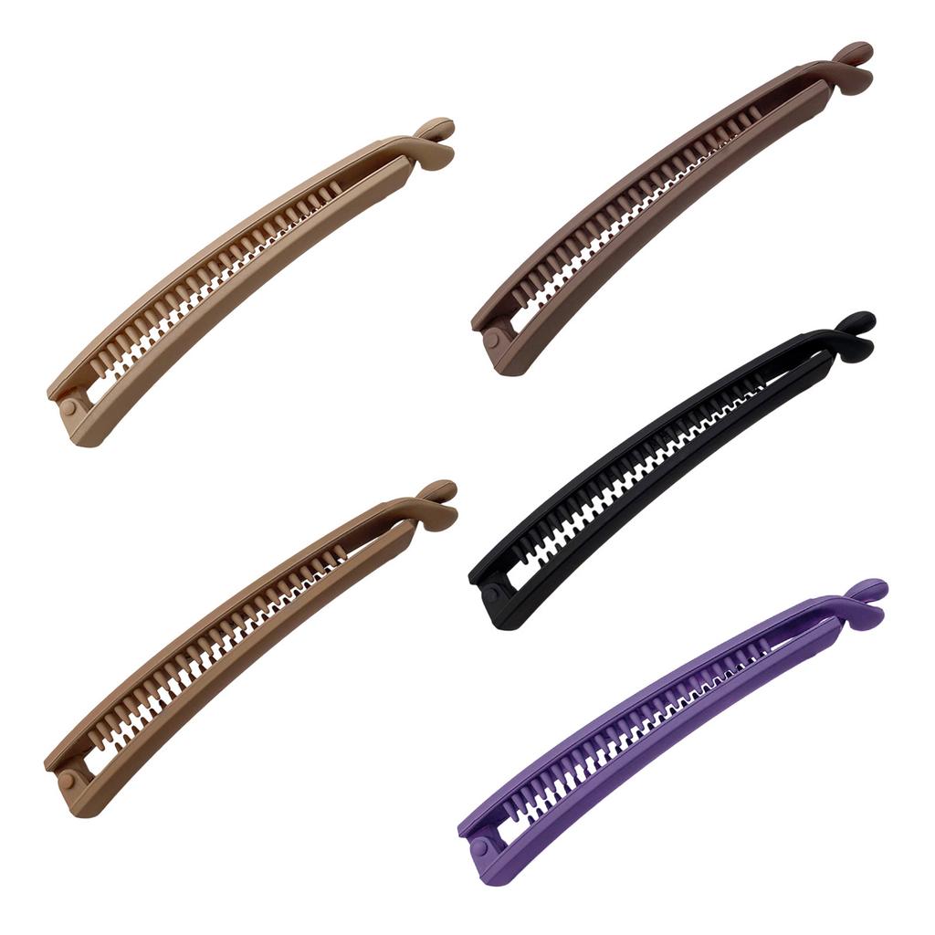 Matt Finish Bananklemme for Kvinner og Jenter Sterkt Hold Hestehale Bun Klemmer Bærbare Hårstylingtilbehør