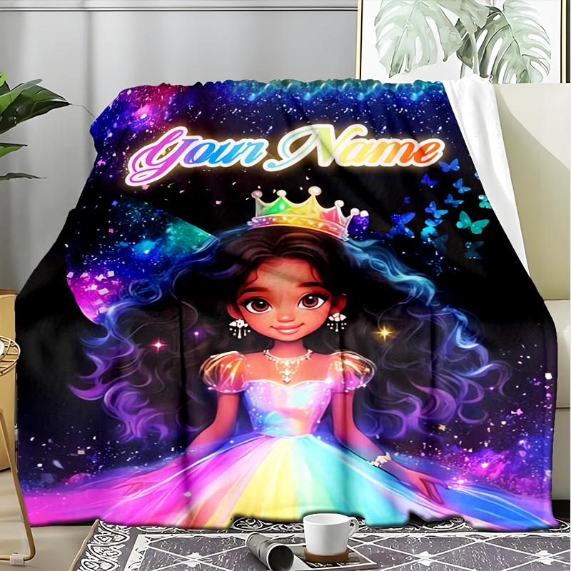 1PC Custom Name "Magical Princess Galaxy" outdooor Flannel blankets Patterns Throw Blanket All-Season Soft Gift for Couch, Bed, Camping gifts