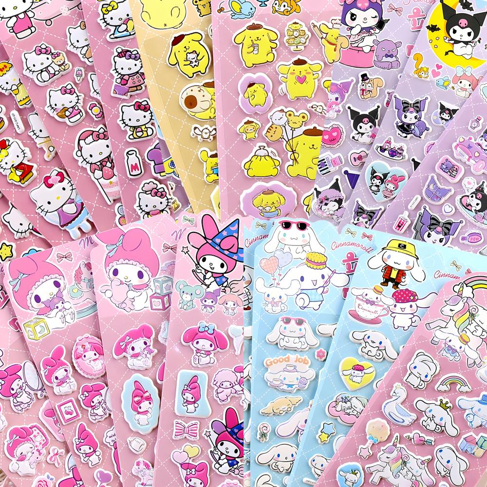 Cute Sanrio Series 3D Relief Stickers Aesthetic Decoration Decals Kawaii Cinnamoroll My Melody Kuromi Cartoon Bubble Sticker Toy