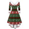 Women's Fashion Casual V-Neck Christmas Print Long Sleeve Dress