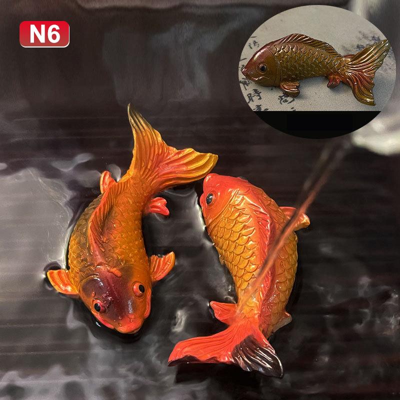Colour-Changing Koi Carp Creative Desktop Tea Table Ornaments Decorations Two Fish Report Happiness Zen Teaware Accessories