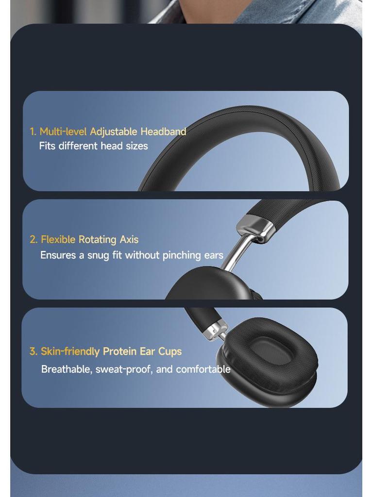 2026 Wireless Over-Ear Headphones: Customizable, Long Battery, High-Quality Sound, Bluetooth, Apple Compatible